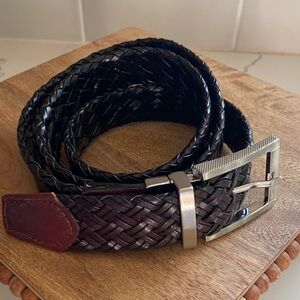 Nike Golf Braided Leather Belt Reversible Brown Black Adjustable